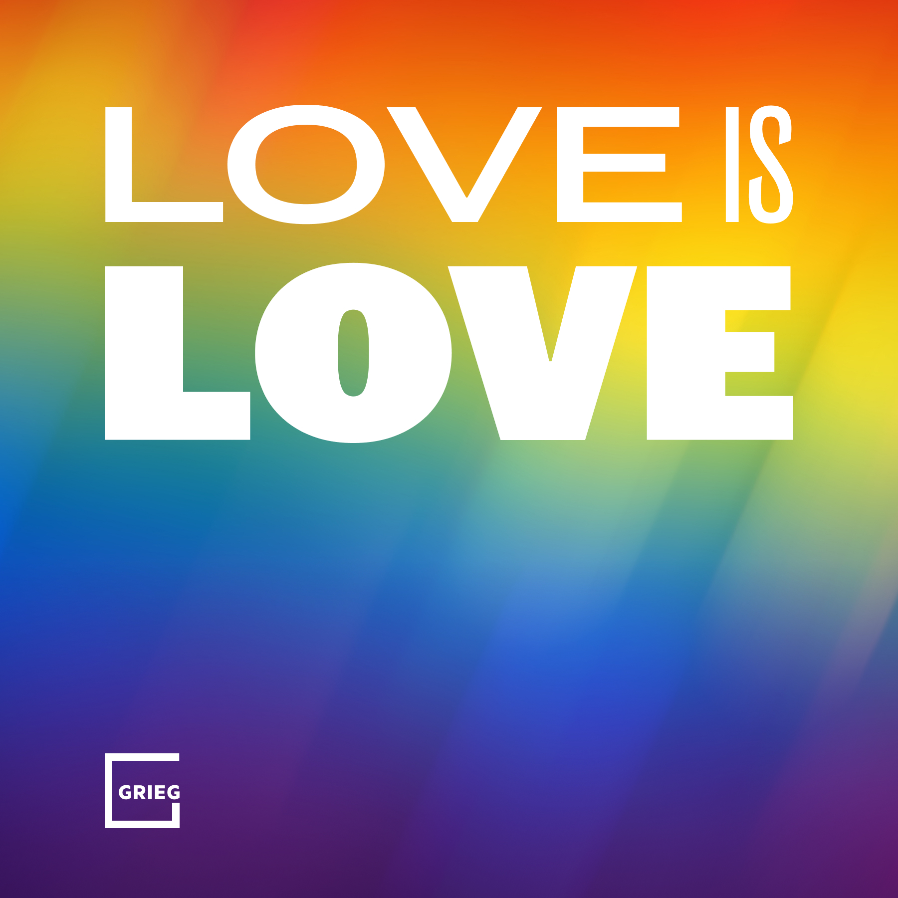 Pride poster with a rainbow gradient - Love is love
