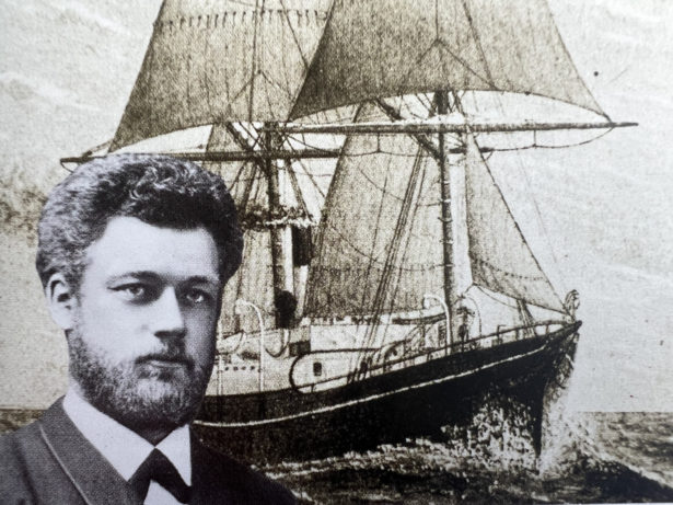 Picture of Captain Joachim Grieg and a ship