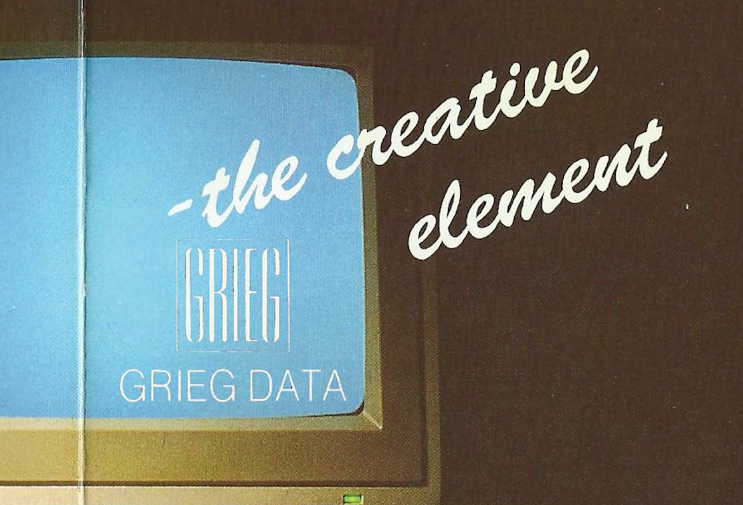 Grieg Group with an old TV-ad, presenting Grieg Data and the creative element.