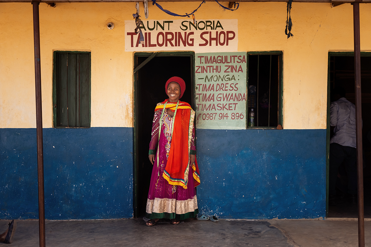 6 June 2024 - Malawi, Blantyre. Saopa (Maluwa) Joyce Msona She was trained in Tailoring Skills and practicing, exited. SOS supported her with tailoring startup materials. Her two sons (Nyasaland, a qualified Primary School Teacher; Saliwale trained in Welding and Fabrication) are doing well to support the family. Joice was trained in Tailoring and currently is practicing, but exited. SOS supported her with tailoring startup materials. She has managed to support her children with education. Her two sons (Nyasaland, a qualified Primary School Teacher; Saliwale trained in Welding and Fabrication) are doing well to support the family. Photo by Cornel van Heerden www.cornelvanheerden.com